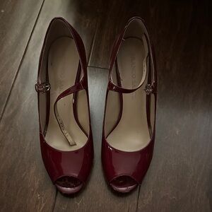 Franco Sarto Maroon Peep Toe Heels